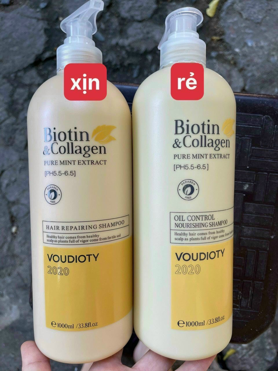 Bộ dầu gội Biotin Collagen trắng thật giả